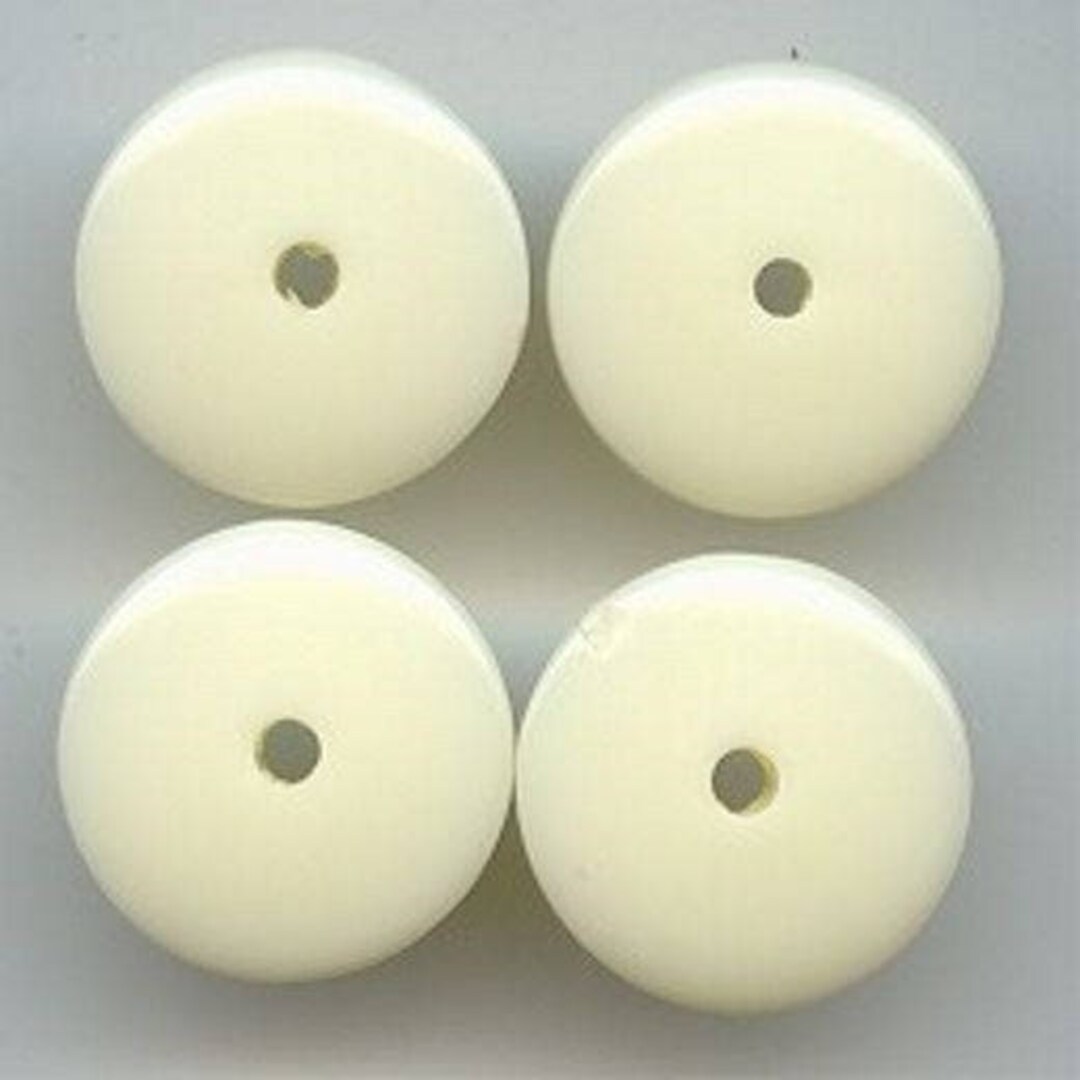 thumbnail image 2 of 12 Vintage Cream Beige Acrylic Disc Spacer Beads – 10x26mm Round Smooth, Unbranded, For Jewelry Making 2 of 4