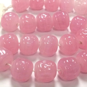 24 Vintage Japan Cherry Brand Glass Rose Quartz 12mm. Baroque Round Beads 4635T