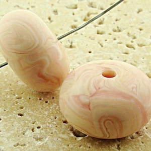 6 Vintage Pink Marble Acrylic 26x15mm. Donut Spacer Beads 3206