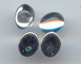 48 Vintage Crystal Acrylic 10x8mm. High Dome Oval Cabochons 7191