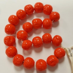 24 cuentas redondas barrocas de coral de cristal de cerezo japonés vintage de 11 mm, 4736T