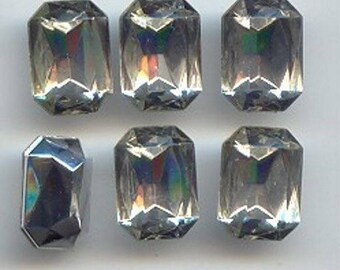 24 Cristal Vintage Facetado Acrílico 14x10mm. Joyas Gemas Octagon 6825
