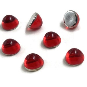 18 Vintage Ruby Acrylic 11mm. Round High Dome Cabochons 7133