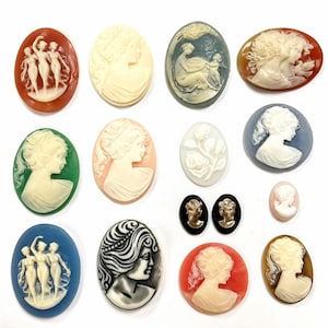 15 vintage acrylcameo's (Hongkong, Japan, West-Duitsland) DIY-sieraden maken C81