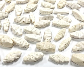 12 cuentas gruesas vintage de hueso de búfalo auténtico tallado tribal con círculos y puntos, 5968