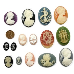 15 Vintage Cameos Assorted Resin Acrylic Cameo Lot DIY Jewelry Making, Repair & Crafting C80 image 9