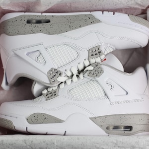 Custom Air Jordan 4 Retro White Oreo | Etsy