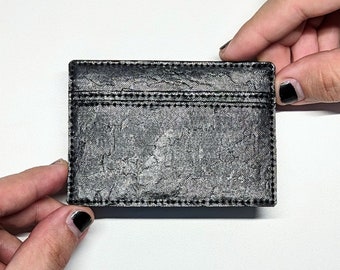 Black Card Holder, 5 Slots, Fused Plastic Designer Card Case, Edgy Minimalist Slim Wallet, Compact Everyday Carry Card Sleeve