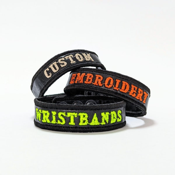 Personalized Embroidery Strap Bracelet, Black Fused Plastic Designer Wristband, Customized Sporty Wrist Cuff