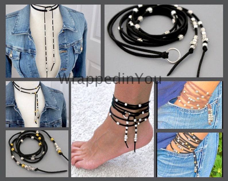 BEADED Cord Choker Necklace Wrap Bracelet Anklet ADJUSTABLE Etsy