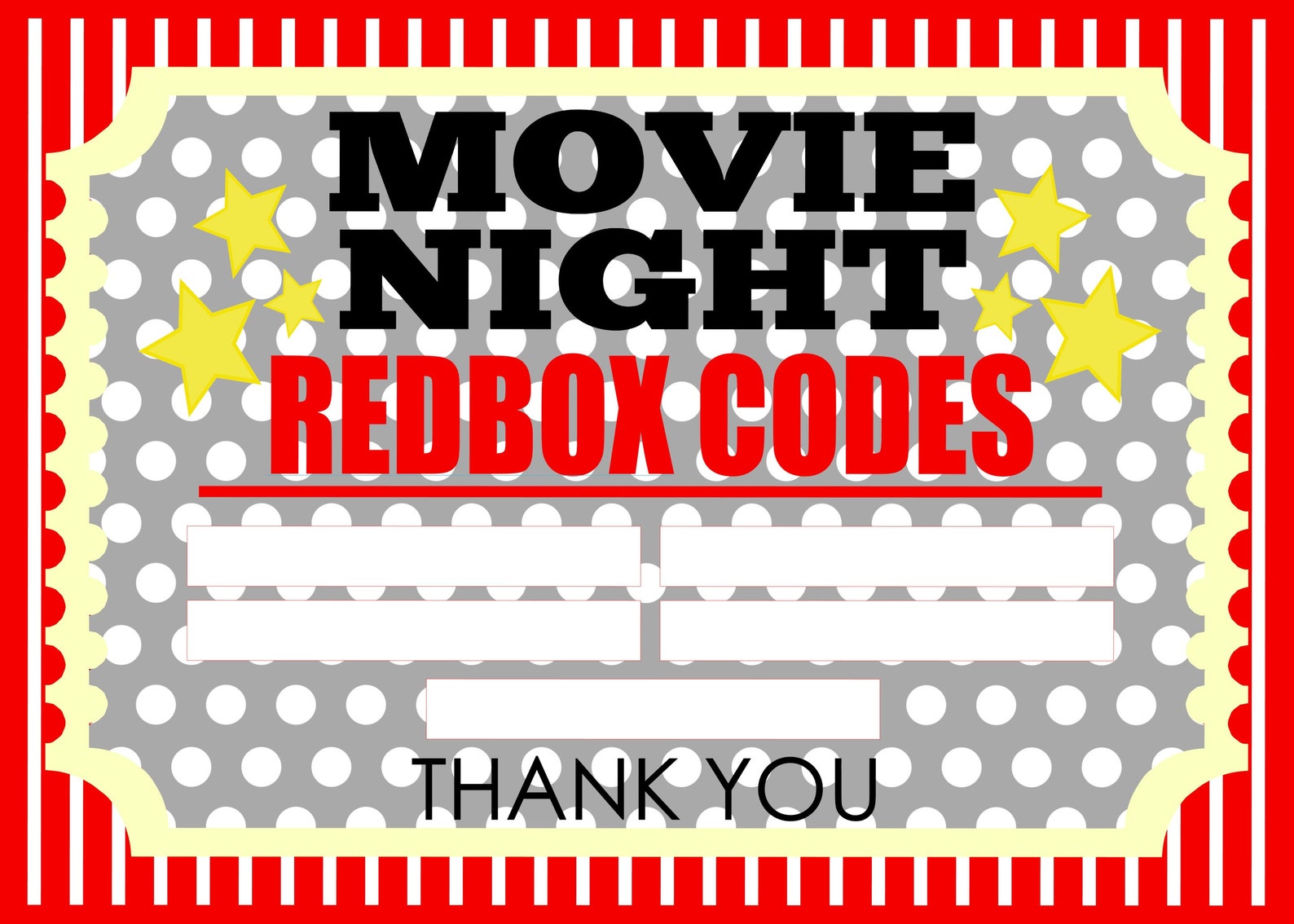 Redbox Gift Card Redbox Code Birthday Card Thank You Movie Etsy