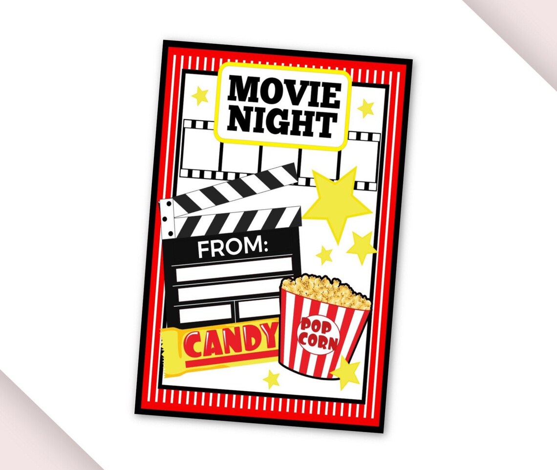 Movie Night Gift Card Afdrukbare Film Gift Card Instant Etsy