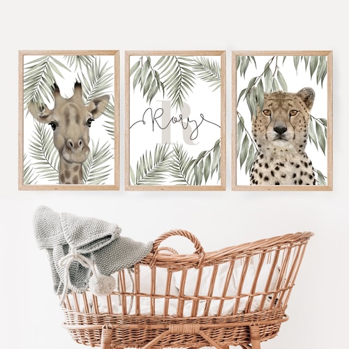 Safari Wall Decor Geometric Animals Wall Art Nursery Wall Etsy