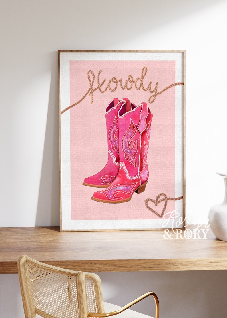 Printable Cowgirl Boots Illustration Art Print Instant - Etsy