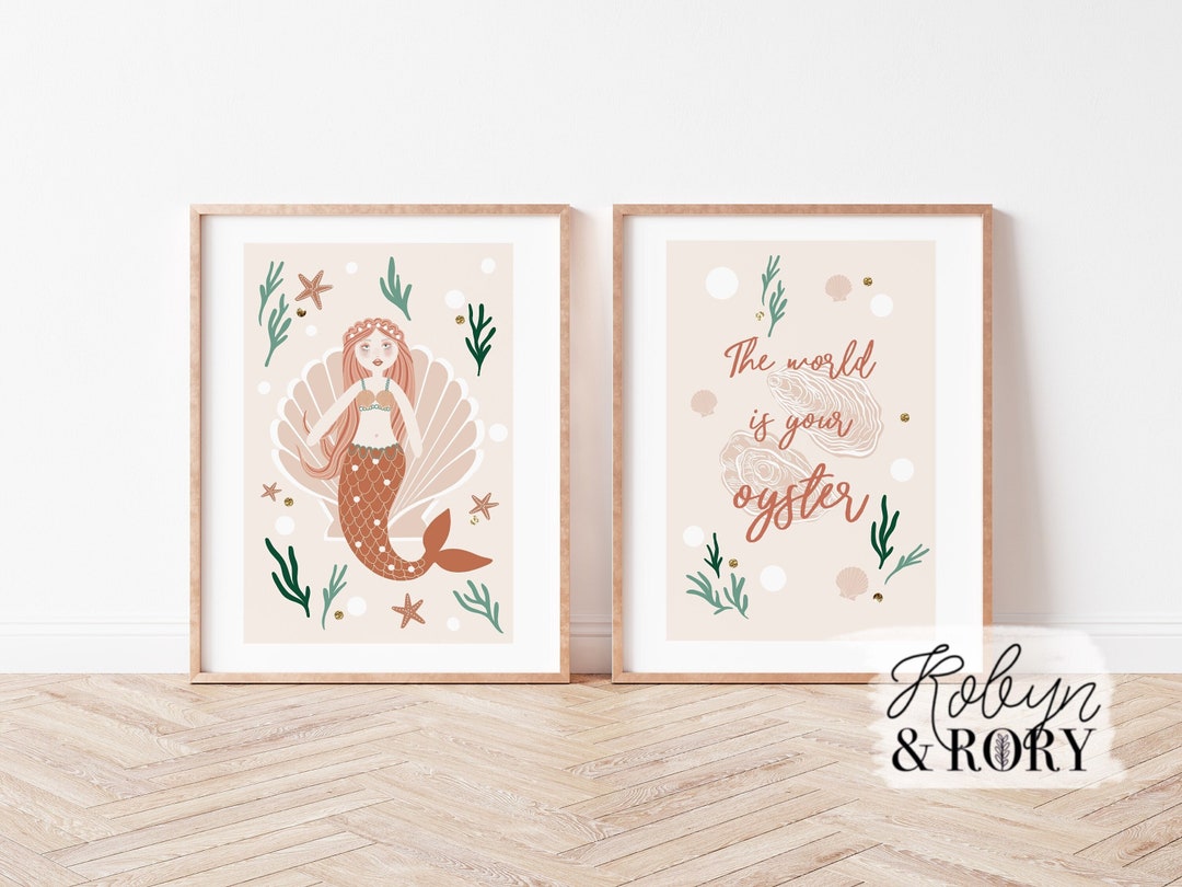Mermaid Nursery Art Print Set, Nursery Decor , Set of 2 , Under the Sea ...