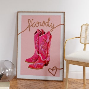 Printable Cowgirl Boots Illustration Art Print, Instant Digital ...