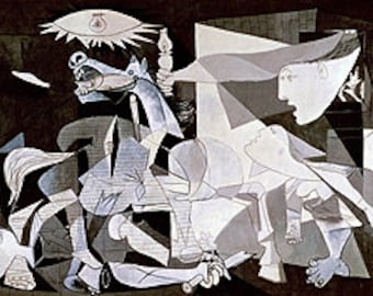 Picasso (Guernica, 1937) Canvas Art Print Reproduction (12.4x28 in) (31.6x71 cm)