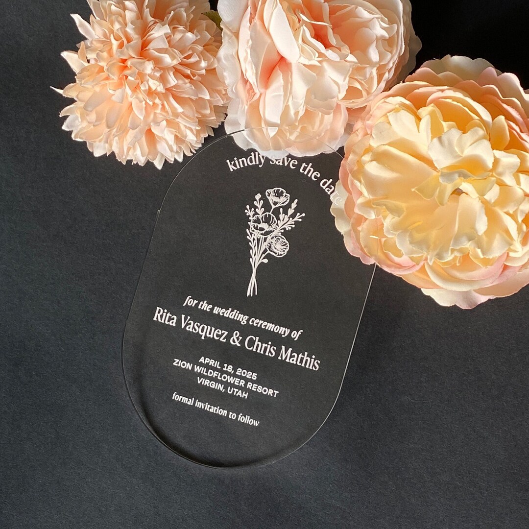 Transparent Clear Acrylic Save the Date Spring Garden Etsy