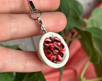 Handmade Chocolate Covered Strawberries Keychain | Polymer Clay Charm