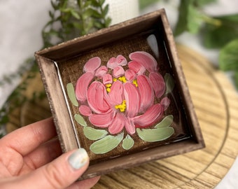 Hand-Painted Flower Trinket Dish | Wooden Jewelry Tray