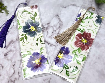 Marque-page aquarelle floral peint à la main | Cadeau unique pour les amoureux des livres