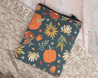 Teal Harvest Kindle Sleeve, Book Sleeve, Ereader Cover, Tablet Sleeve, Book Gift, Book Pouch