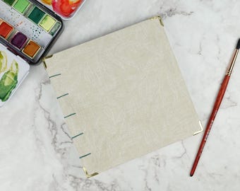 Handmade Coptic Stitch Hardback Watercolor Sketchbook, 100% cotton 300gsm watercolor paper, gold corner protectors
