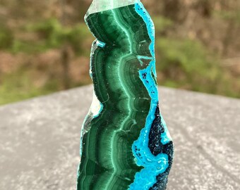 Malachite with Chrysocolla Point Tower  Grounding Peace Intuition 31384ET