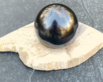 Shungite Sphere with Petrified Wood Stand  Protection Healing 31390ET