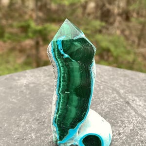 Malachite with Chrysocolla Point Tower  Grounding Peace Intuition 31385ET