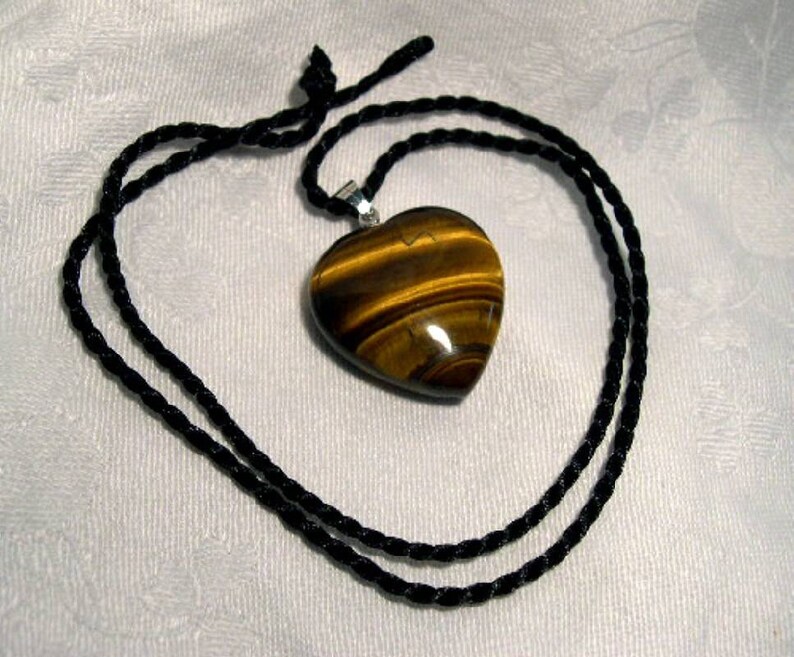 Golden Tiger/'s Eye Gemstone Heart Pendant Necklace 18 Reiki Chakra Wicca Protection Creativity Balance 21948E
