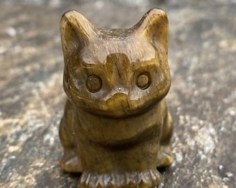 Kitten Cat Figurine Golden Tigers Eye  Protection Creativity 31121ET
