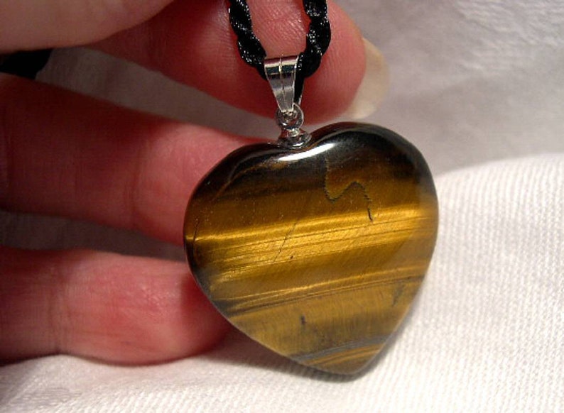 Golden Tiger/'s Eye Gemstone Heart Pendant Necklace 18 Reiki Chakra Wicca Protection Creativity Balance 21948E