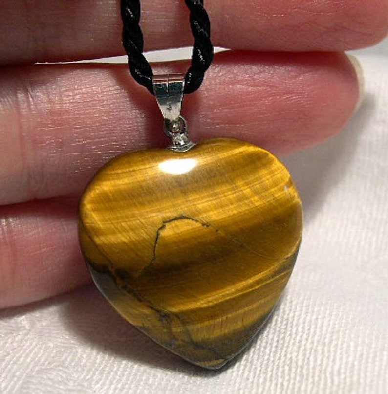 Golden Tiger/'s Eye Gemstone Heart Pendant Necklace 18 Reiki Chakra Wicca Protection Creativity Balance 21948E