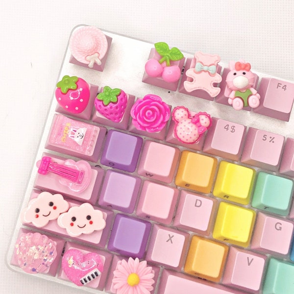 Pastel Pink Kawaii Resin Keycaps