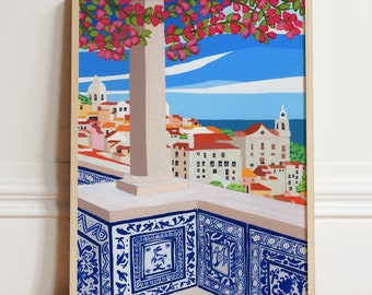 Lisbon, Portugal art print, Lisbon wall art, Lisbon poster, Portugal wall art, Portugal print, Europe prints, Europe travel poster