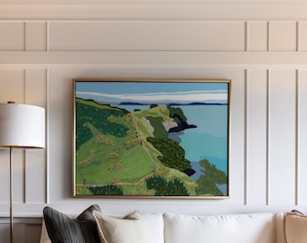Stampa d'arte dell'isola di Waiheke in Nuova Zelanda, stampa d'arte Waiheke, regalo di nozze dell'isola di Waiheke, regalo di nozze Waiheke, poster di viaggio della Nuova Zelanda