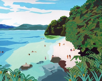 Art print of original painting "Brazil" by Helo Birdie - Brazilian poster - brazil wall decor - beach illustration - travel - tropical