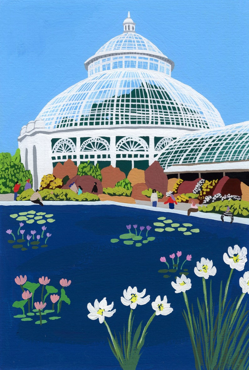 Art print of original painting Botanical Garden by Helo Birdie - New York - NYC - wall decor - travel poster