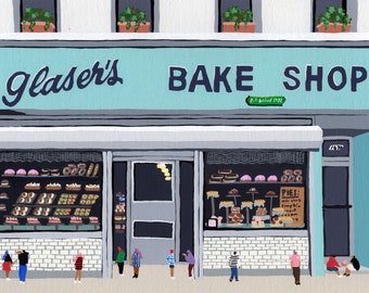 Art print of original painting by Helo Birdie "Glaser's bake shop"