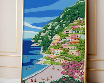 Positano print, Positano wall art, Positano poster, Italy wall art, Italy print, Amalfi Coast print, Europe prints, Europe travel poster