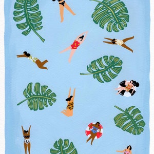 Art print of original Gouache painting &quot;Floating in the sea&quot;