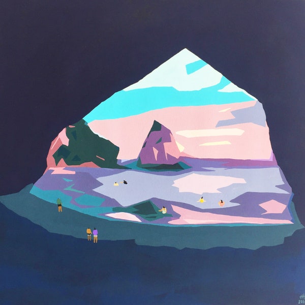 Original painting "Cathedral Cove" mounted and ready to hang