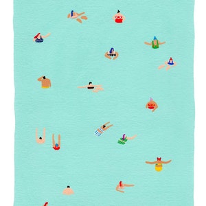 Art print of original painting "Hi Green" by Helo Birdie - wall decor - personalized gift - coastal - swimming pool