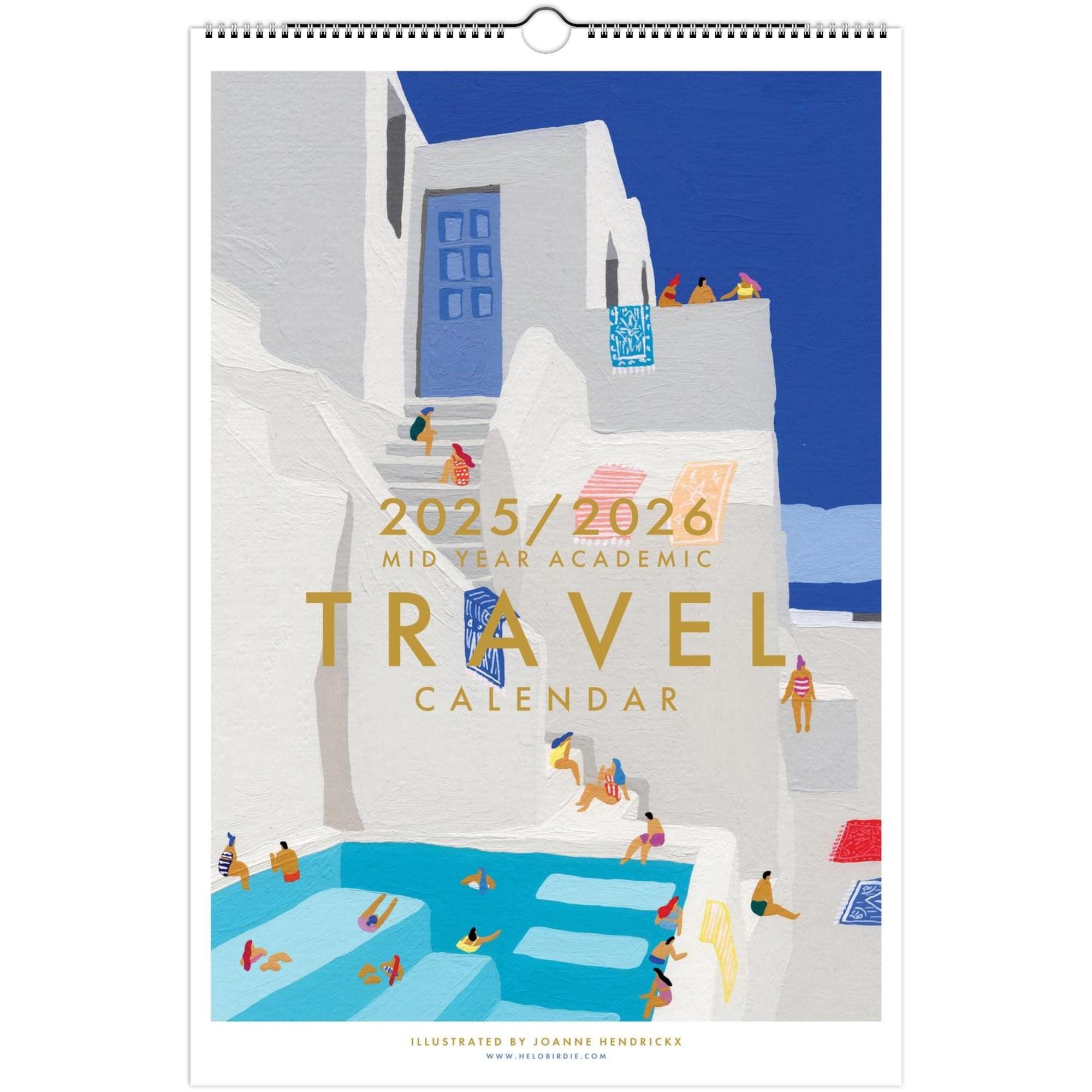 2025 / 2026 Mid Year Academic calendar, Illustrated 12 Month travel calendar (for US customers)
