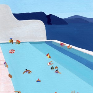 Art print of original Gouache painting by Helo Birdie - "Coastal Pool"