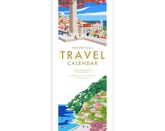 Perpetual Calendar, Birthday Calendar, Illustrated Travel Calendar, artist calendar, 12 Month Calendar (EU and rest of world)