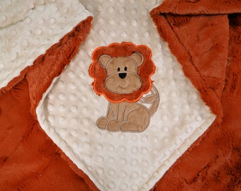 Plush Lion Personalized Minky Baby Blanket