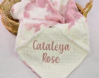 Pink Cow Personalized Minky Blanket, Cow Blanket for Babies, Kids and Adults