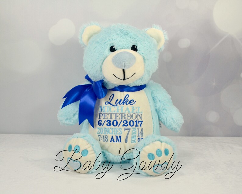 teddy with birth details